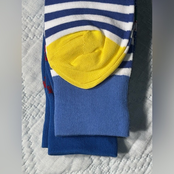 $24 Men’s POLO Ralph Lauren Floral & Striped Stripes Sailboat Dress Socks 2 Pair - Picture 7 of 8